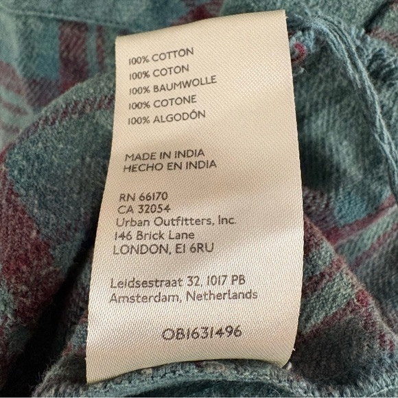 We The Free People Green Plaid Oversized Babydoll Button Up Shirt Shacket Boho - Picture 14 of 15